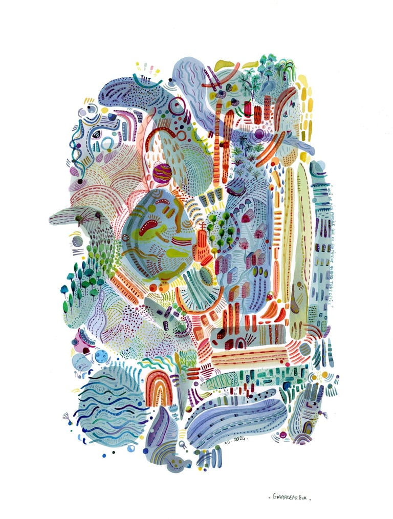 Aquarelle abstraite et géométrique colorée bleue