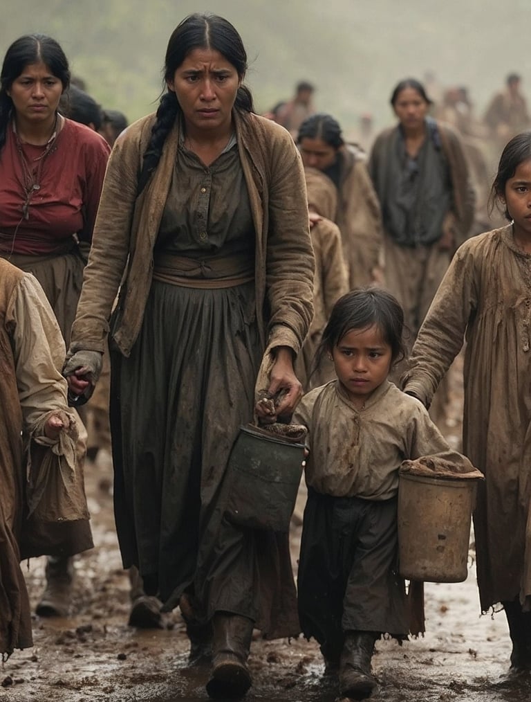 Cherokee women and children along The Trail of Tears