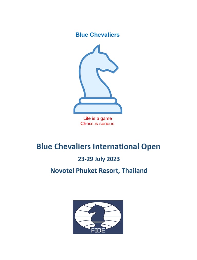 Blue Chevaliers International Open July 2023,  Novotel Phuket Resort, Thailand. Thailand Chess. 