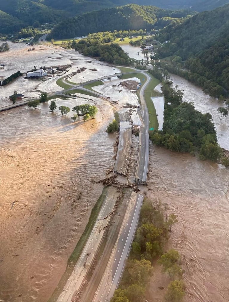 Erwin Tennessee Hurricane Helene Interstate 26
