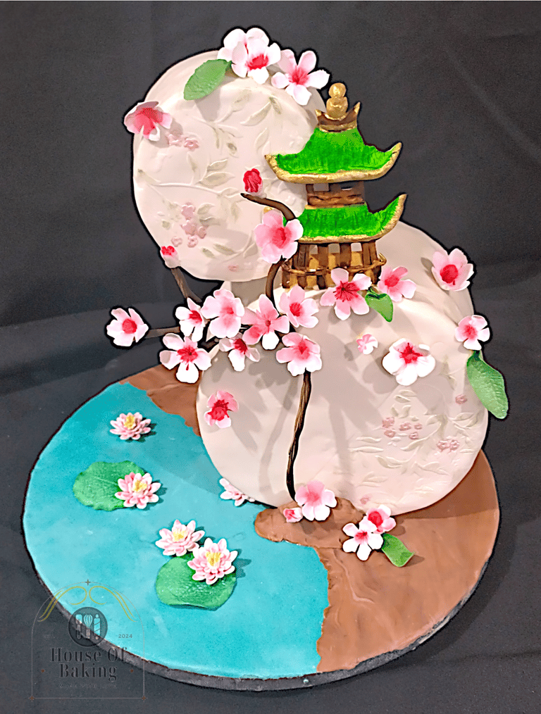 a cake with a flower on top of it