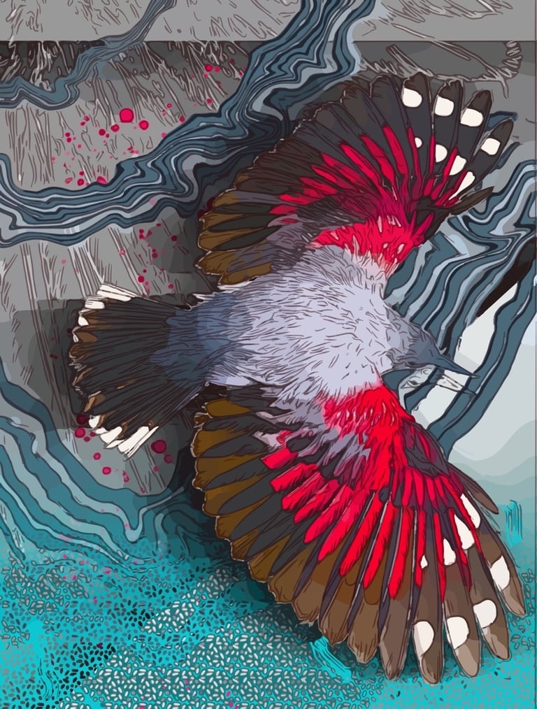 a bird that is flying through the air