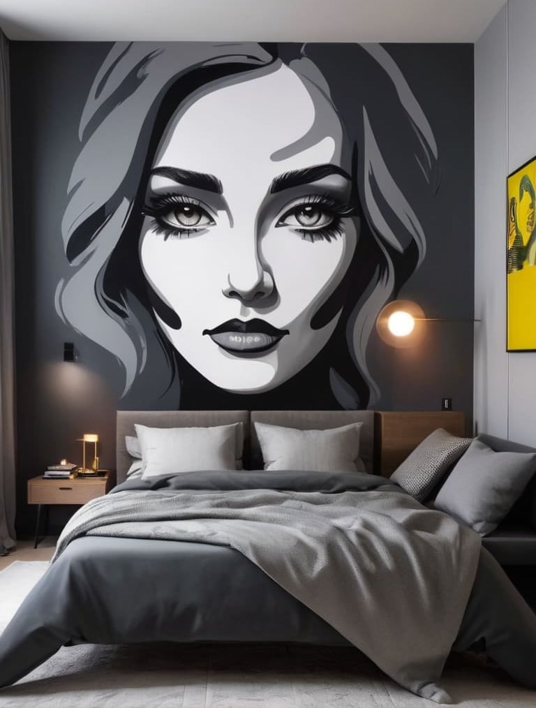 Retrato personalizado de mulher em estilo pop-art com elementos lúdicos.