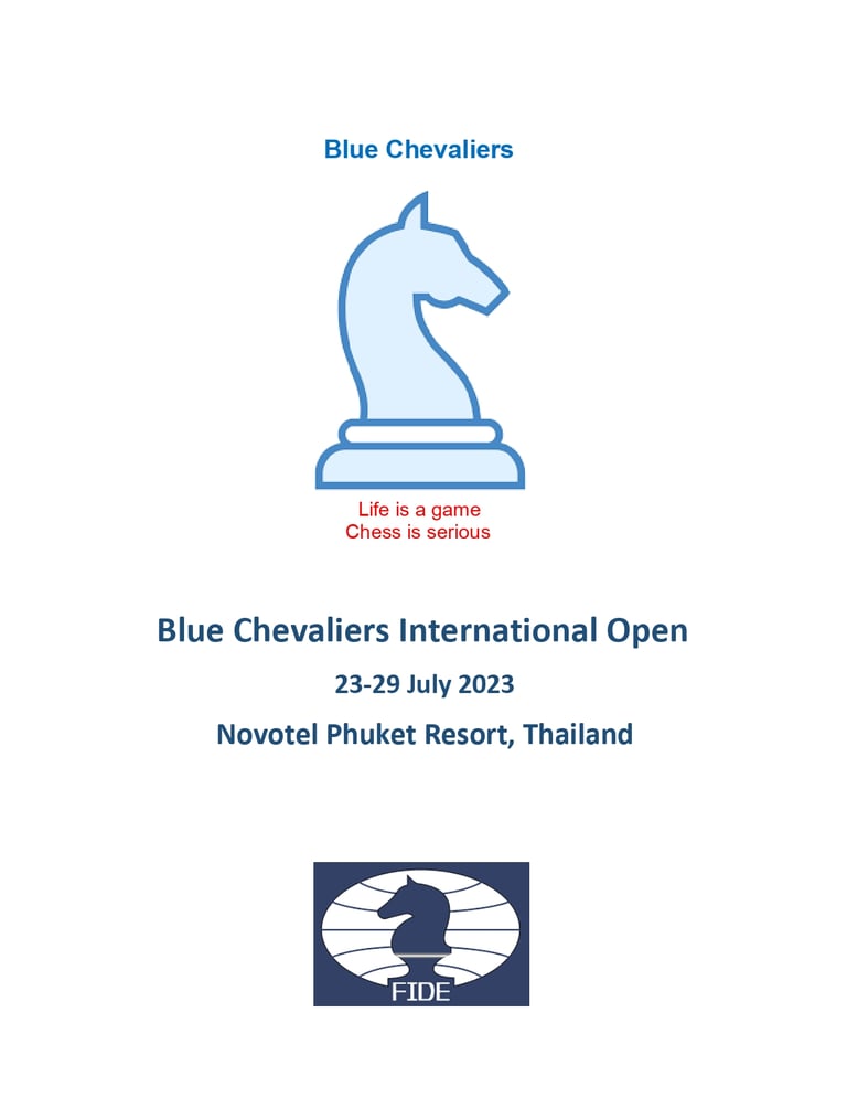 Blue Chevaliers International Open July 2023, Novotel Phuket Resort, Thailand. Thailand Chess.