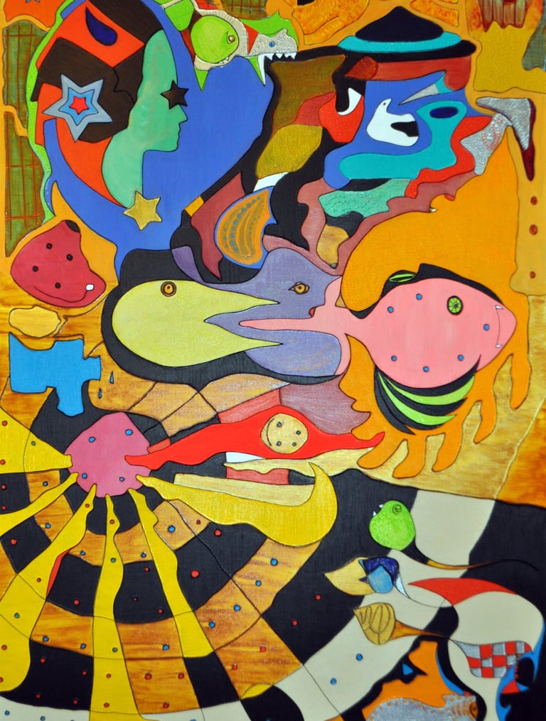 Star Flower, a full bodied painting on beginnings of creation by Kristina Lee