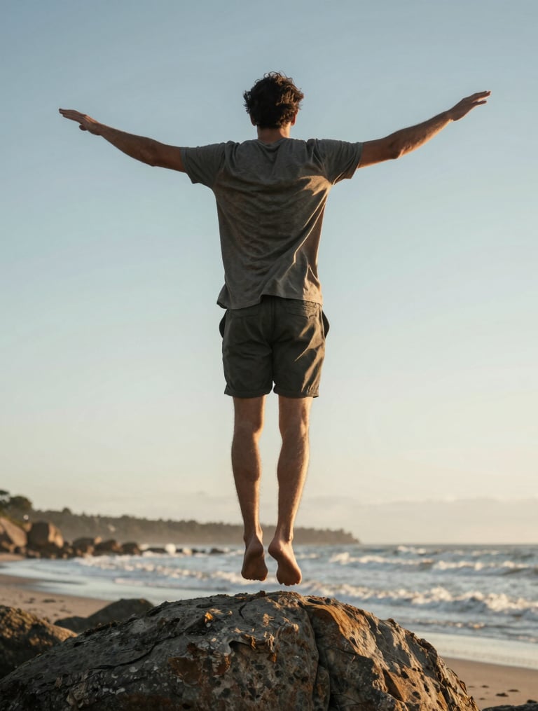 silhouette of man raising his hands during sunset