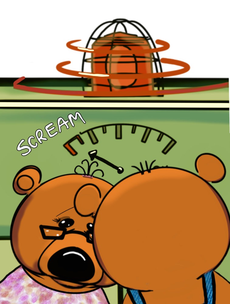 the teddy machine is about to scream
