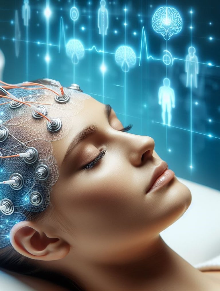 a woman with a brain map of her brain