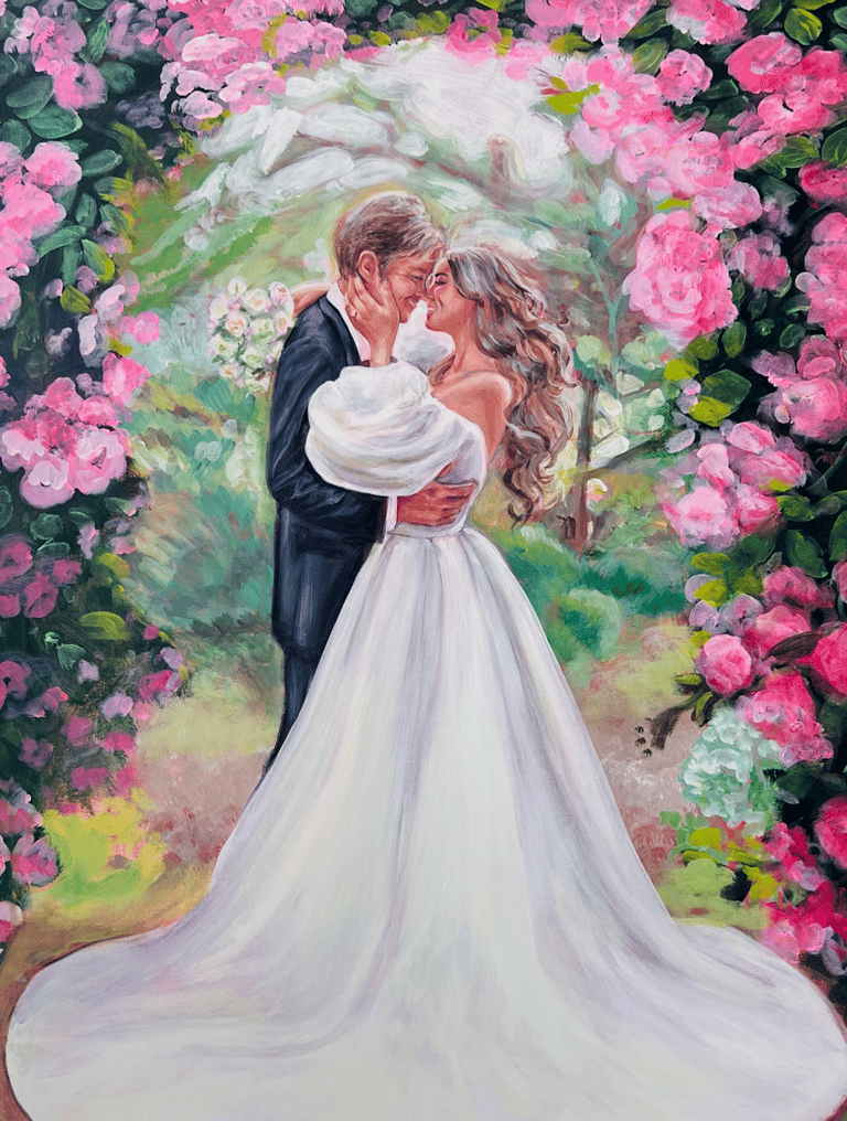 Beautiful acrylic live wedding painting painted by Nominsstudio.com