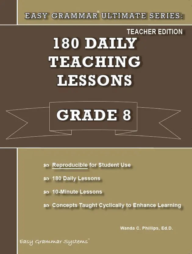 Book cover of 180 Daily Teaching Lessons Grade 8 by Wanda C. Phillips, Ed. D.