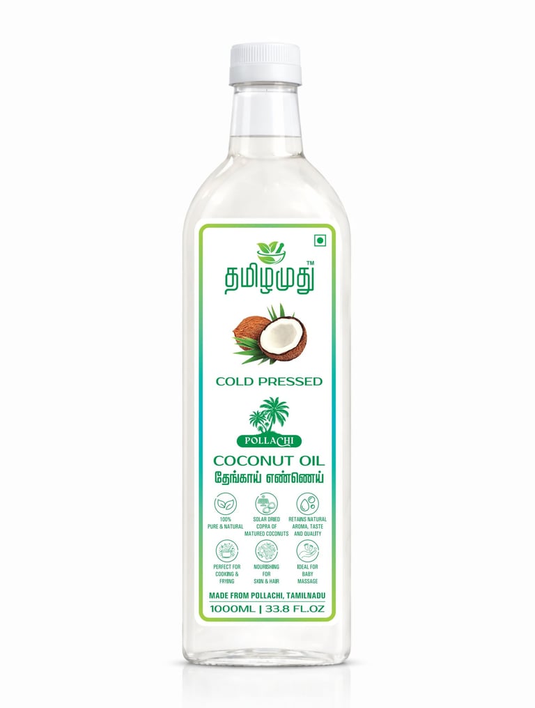 Tamilamuthu Pollachi Coconut Oil 1 Litre Bottle