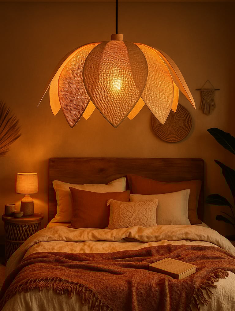 Luminária Lustre Lótus Buriti Fibra Natural