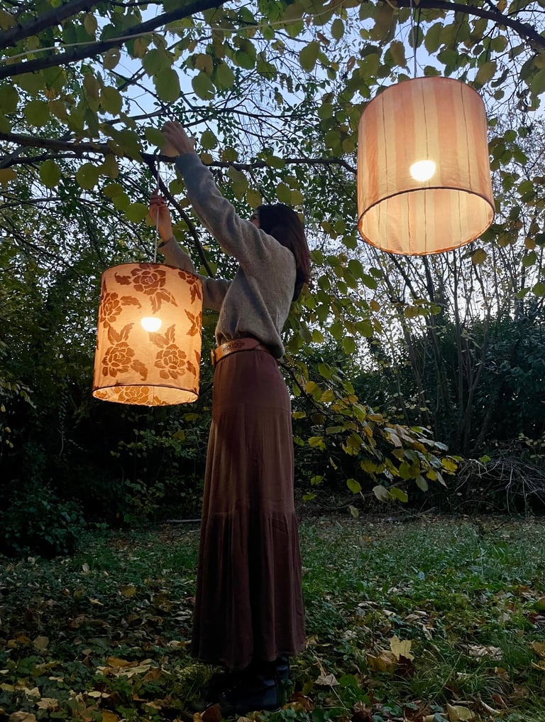 suspensions luminaire tissu teinture végétale