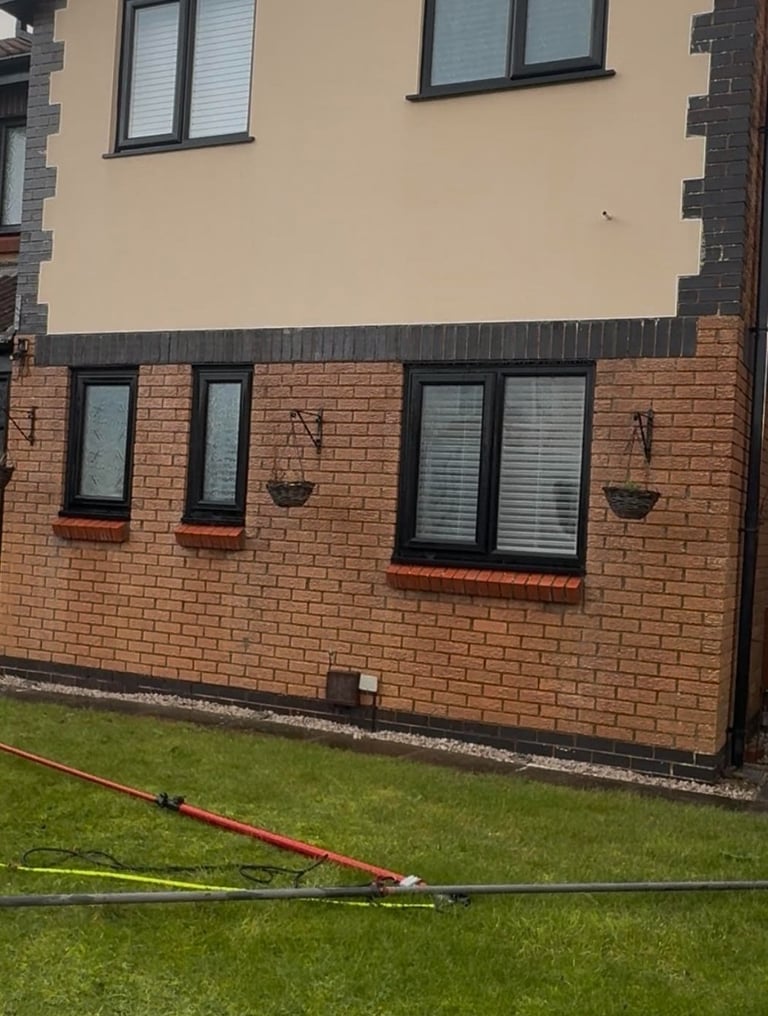 before and after photo of render cleaned by webster exterior in blackpool