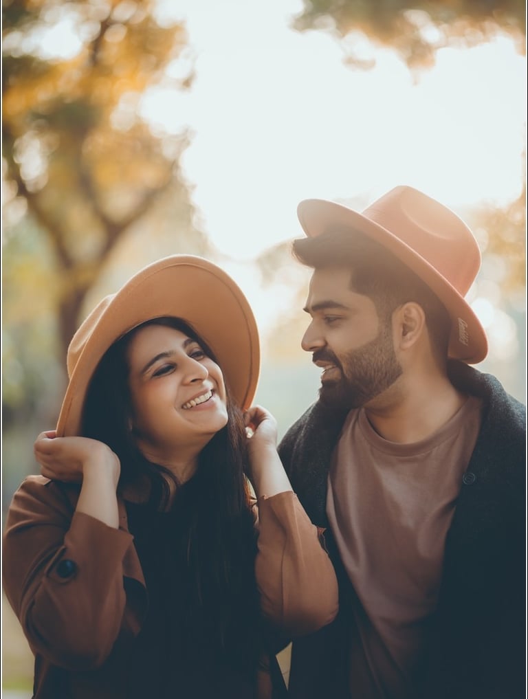 Elegant pre wedding photo of a couple embracing by the lake