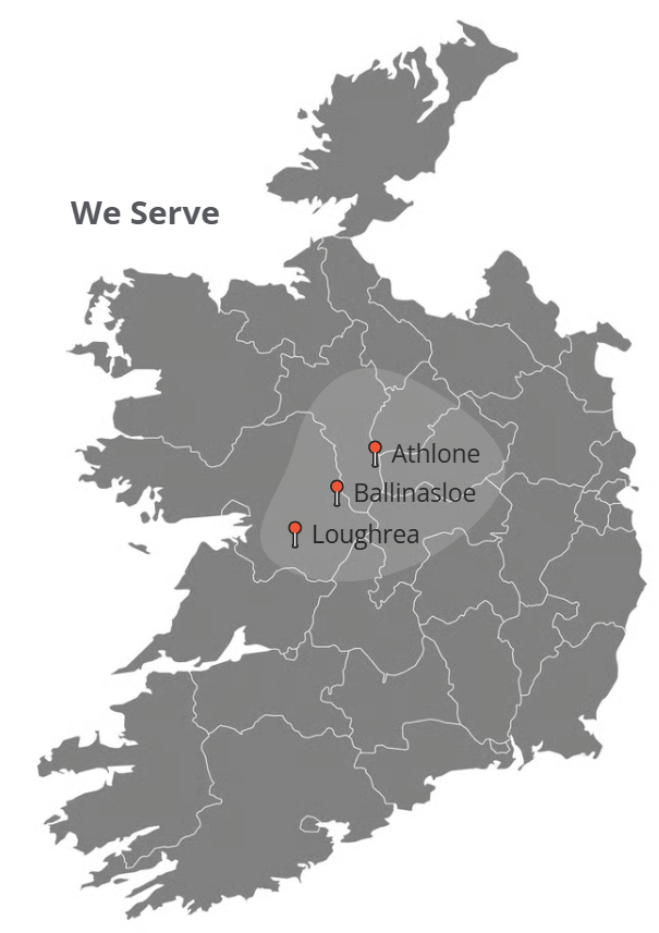 The map of Ireland with the MaxRefresh service area