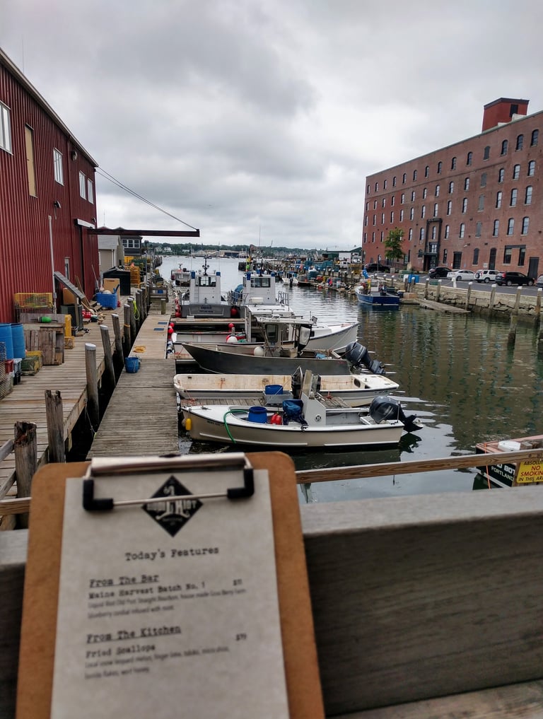 Lunch and a cocktail in Portland, Maine. August 2019