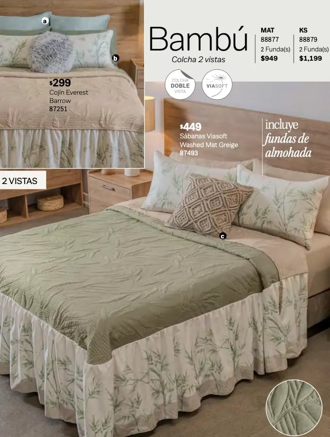 Colcha dos vistas modelo Bambu de la marca Vianney
