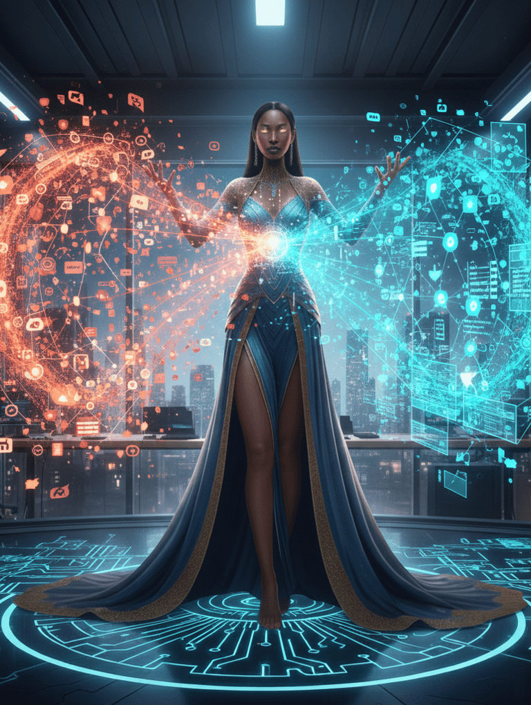 Female AI analyst comparing wisdom and viral content best ai course