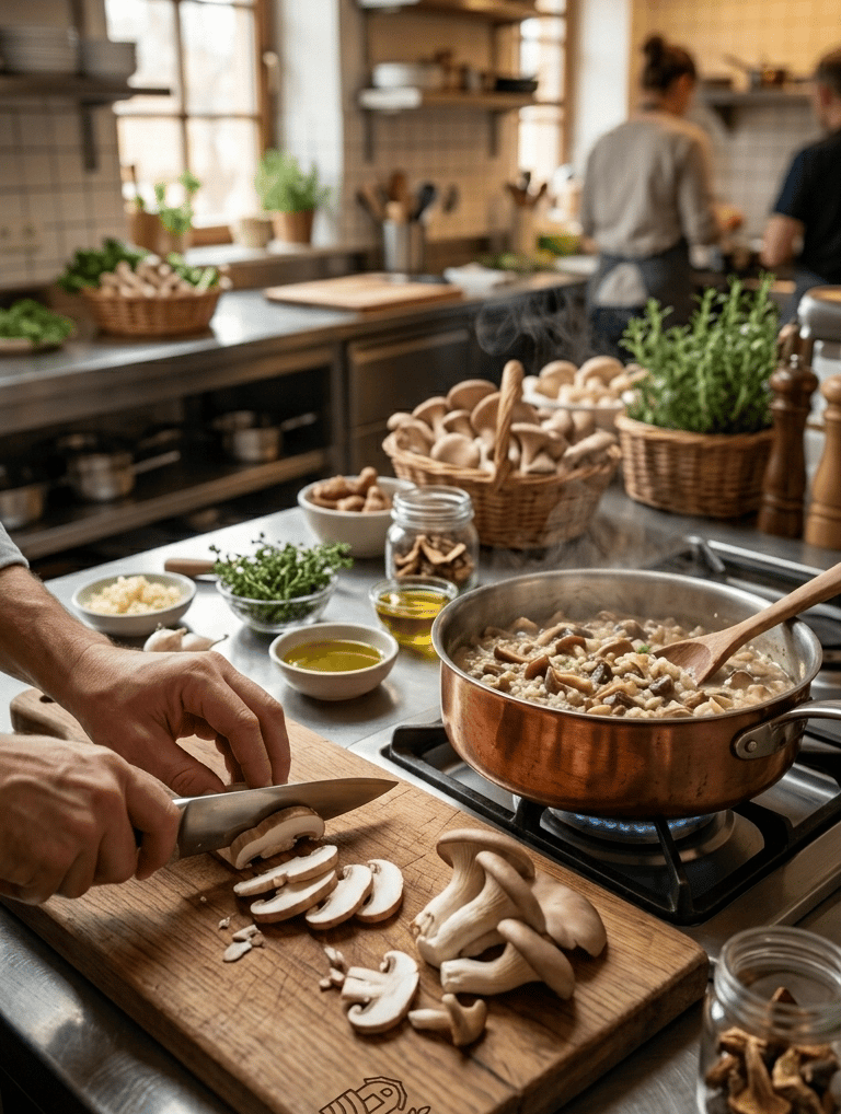Cocina, recetas, setas, chef, restaurante, especias