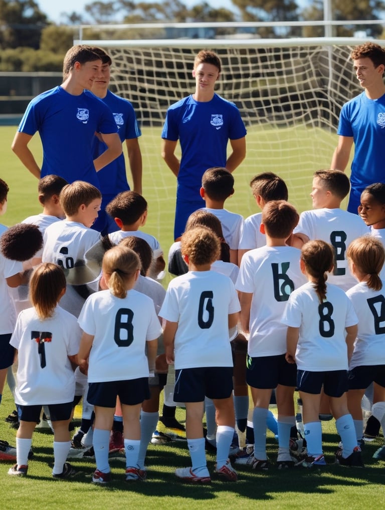 Youth Soccer team at halftime