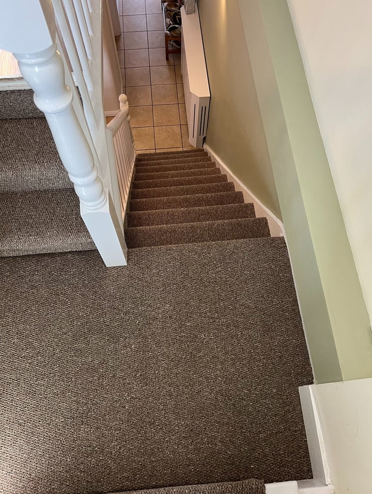 Staircase carpet installation in Worthing Sussex, clean and professional finish