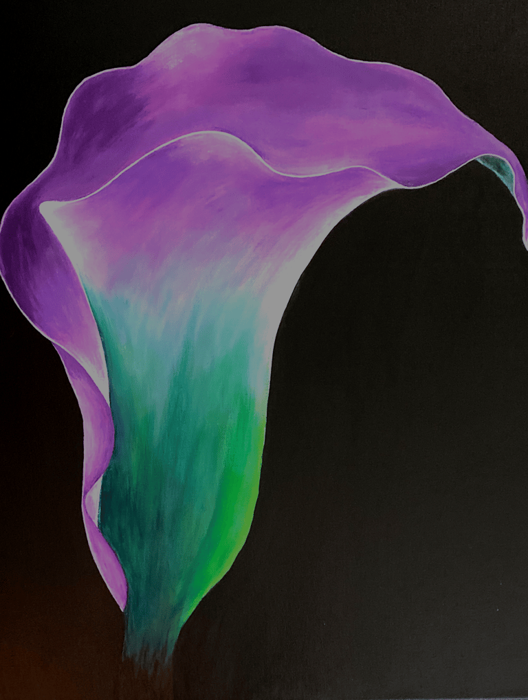 Purple Cala Lily Painting, Floral Art