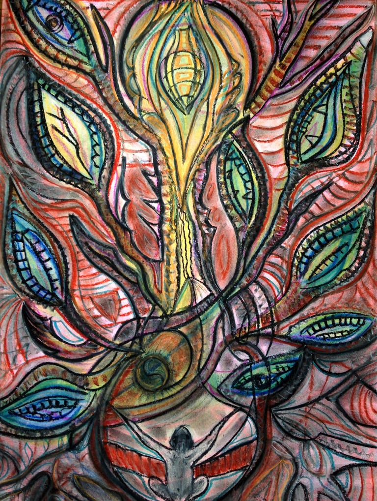 "Corn Flower 2" Pastel Drawing by Kristina Lee, 2015