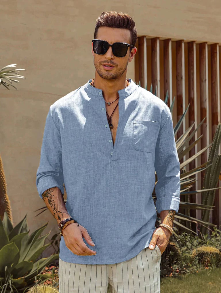 long sleeve sky blue shirt