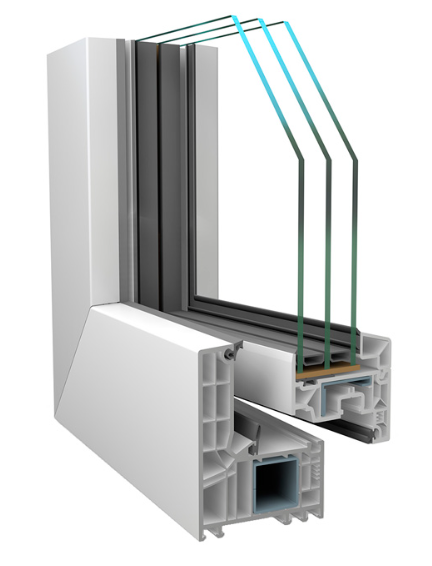 a window with a window frame and a window with a glass door