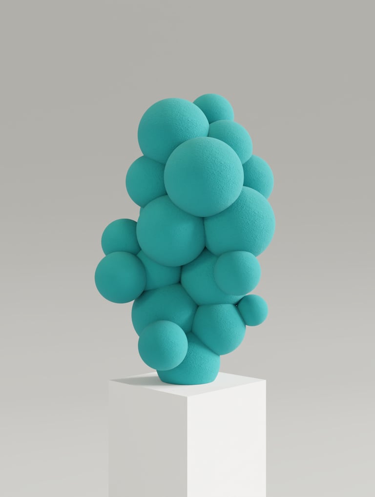 Turquoise Agathe sculpture on pedestal by Stanislas Garaud