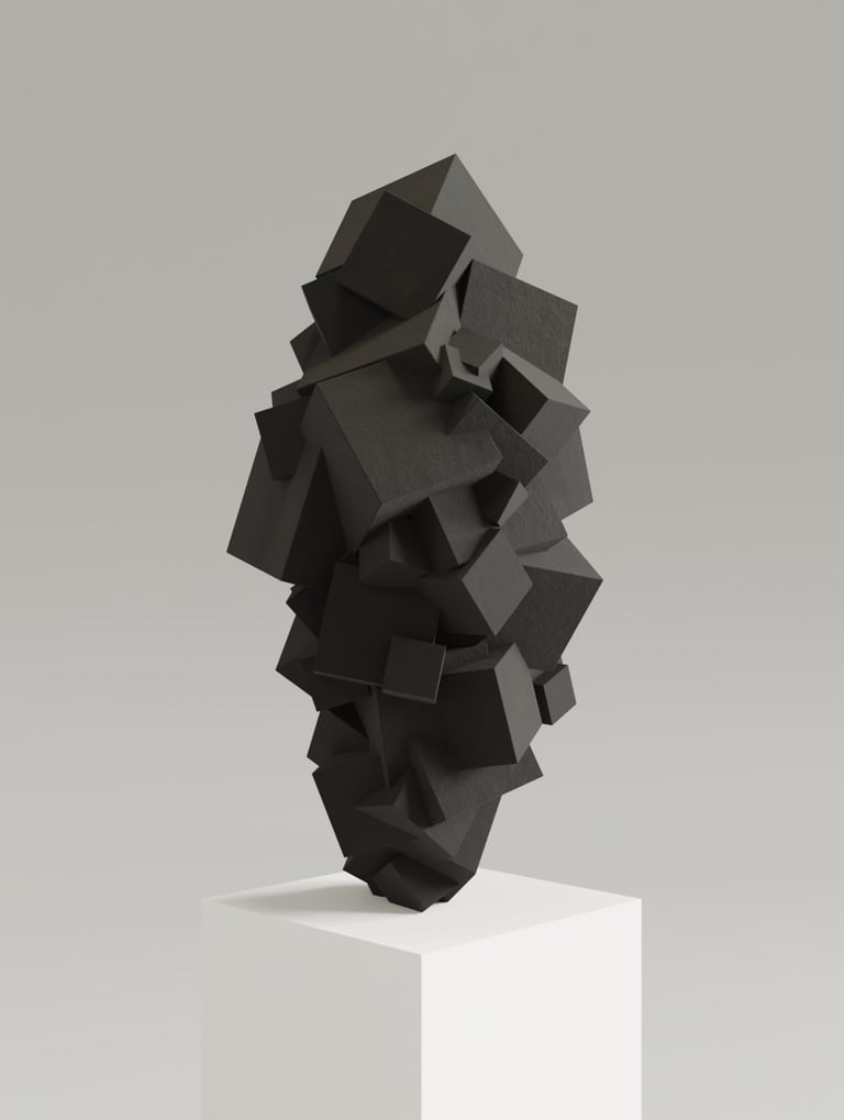 Pyrite sculpture on pedestal by Stanislas Garaud