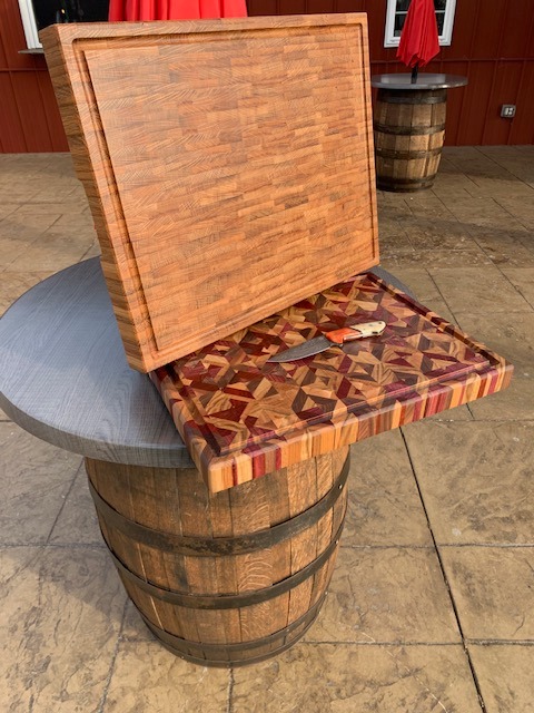 Large Bourbon Barrel and Large Chaos end grain cutting boards