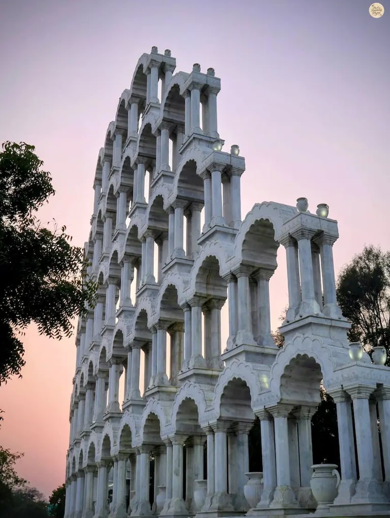 See Toran Dwar arches at sunset in Jaipur, a new architectural landmark glowing in the evening light.