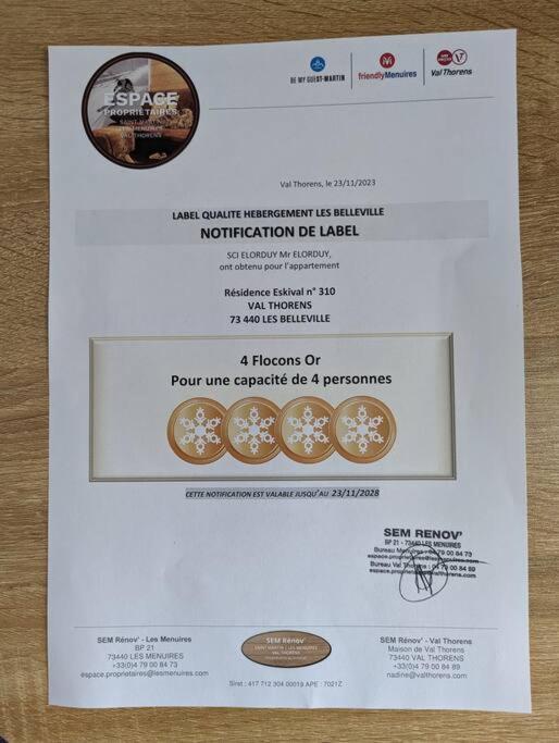 Official 4-star ski apartment certification in Val Thorens French Alps