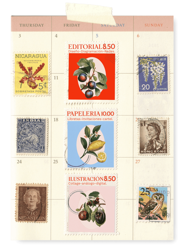 calendario con estampillas