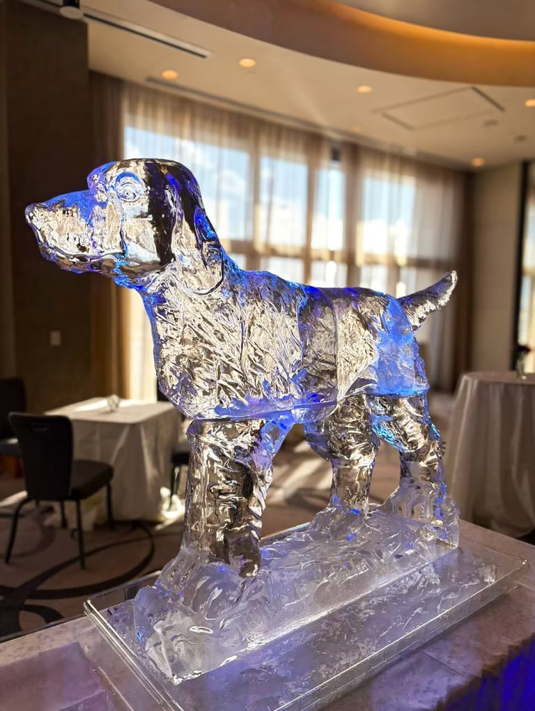 escultura de perro de hielo para bodas en buenos aires