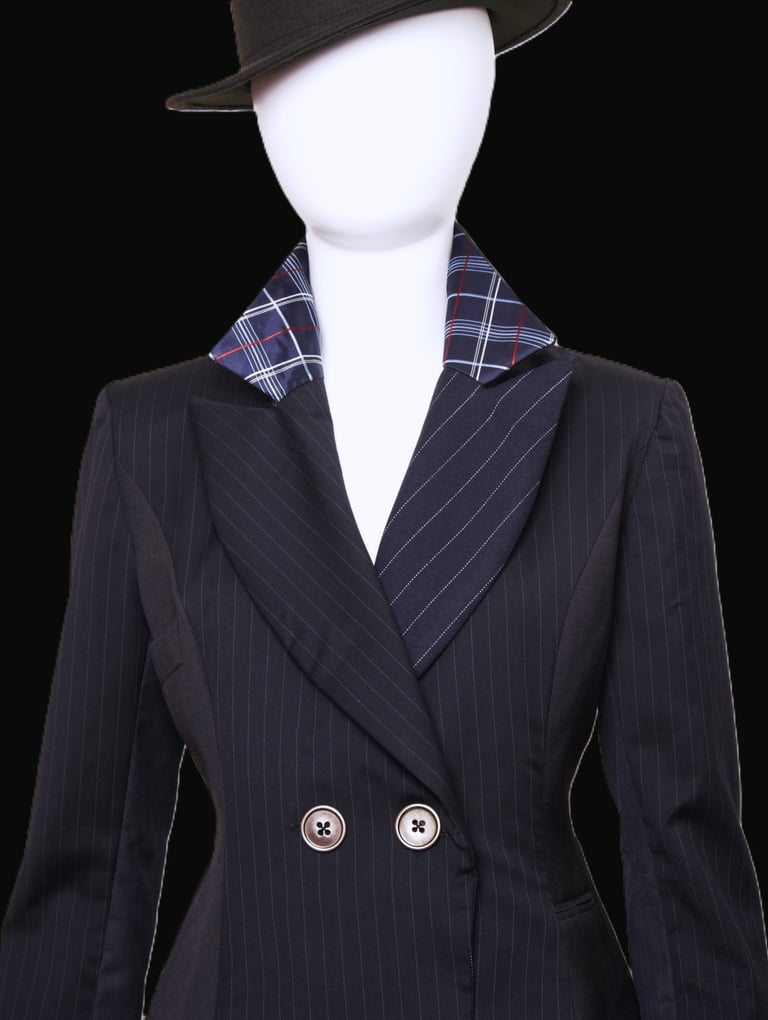 Tailored jacket created using deconstructed men's suits