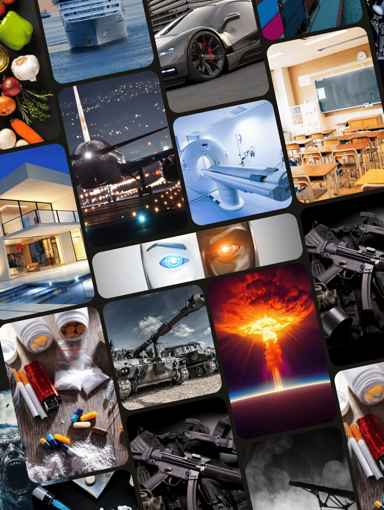 Colagem representando a dualidade, de um lado riquezas construtivas e do outro destrutivas.