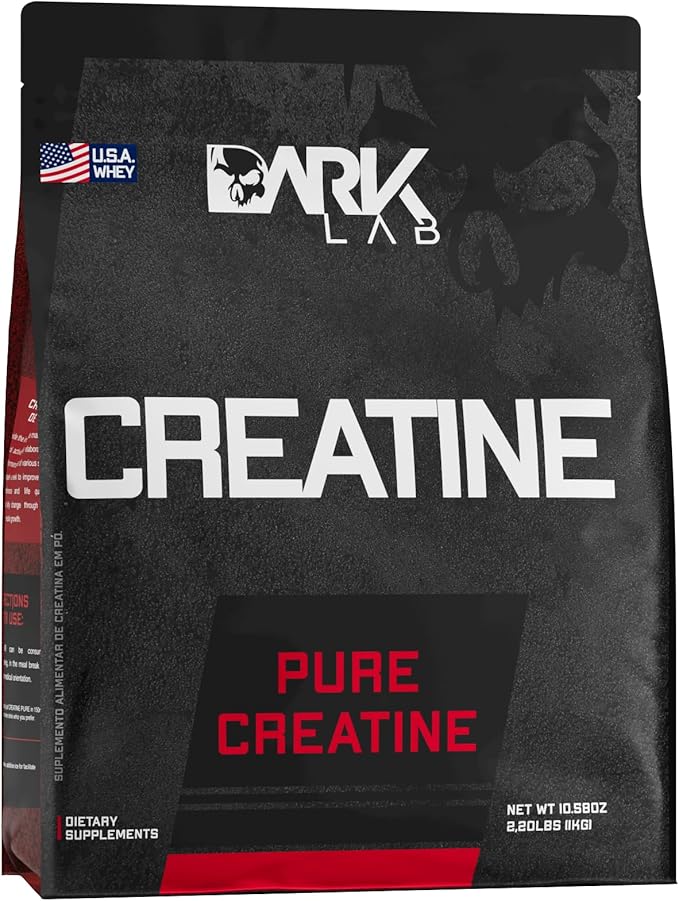 Dark Lab Pure Creatine dietary supplement bag for muscle building and workout performance.