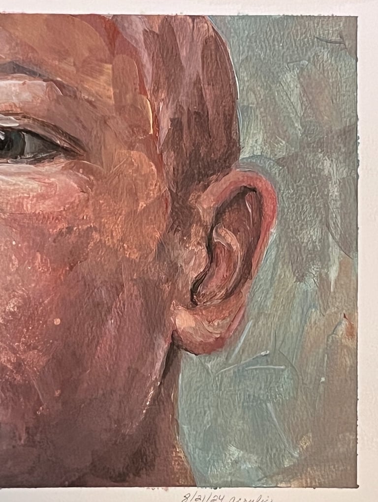 Study of Young Man on Paper in Acrylic