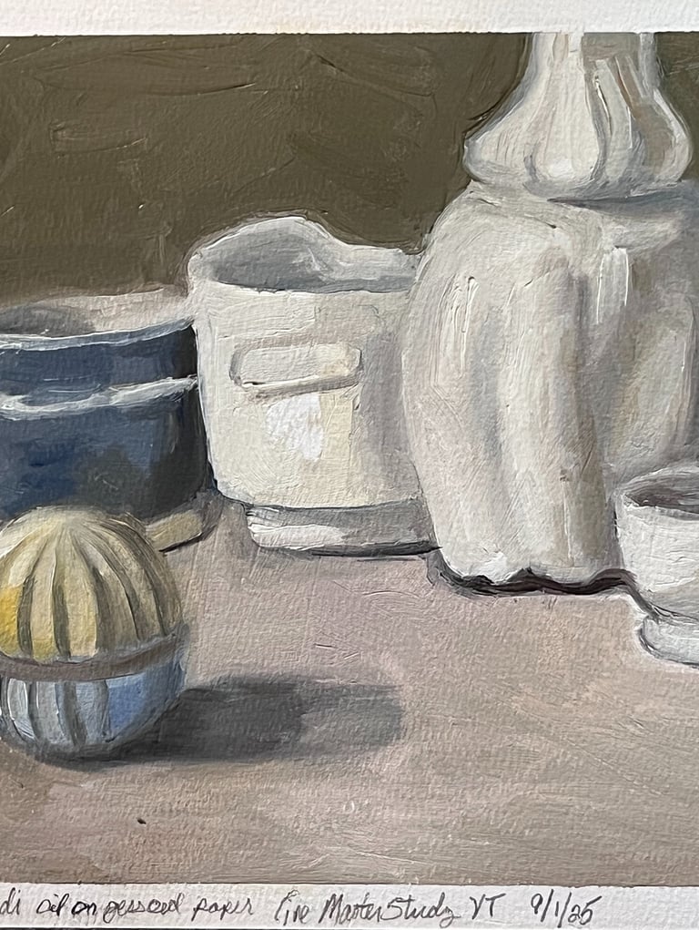 Study of Giorgio Morandi on Paper in Oil