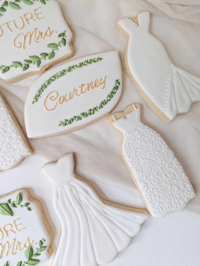 Cookies of wedding dresses