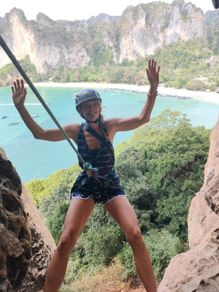 thailand krabi railay rock climbing abseiling