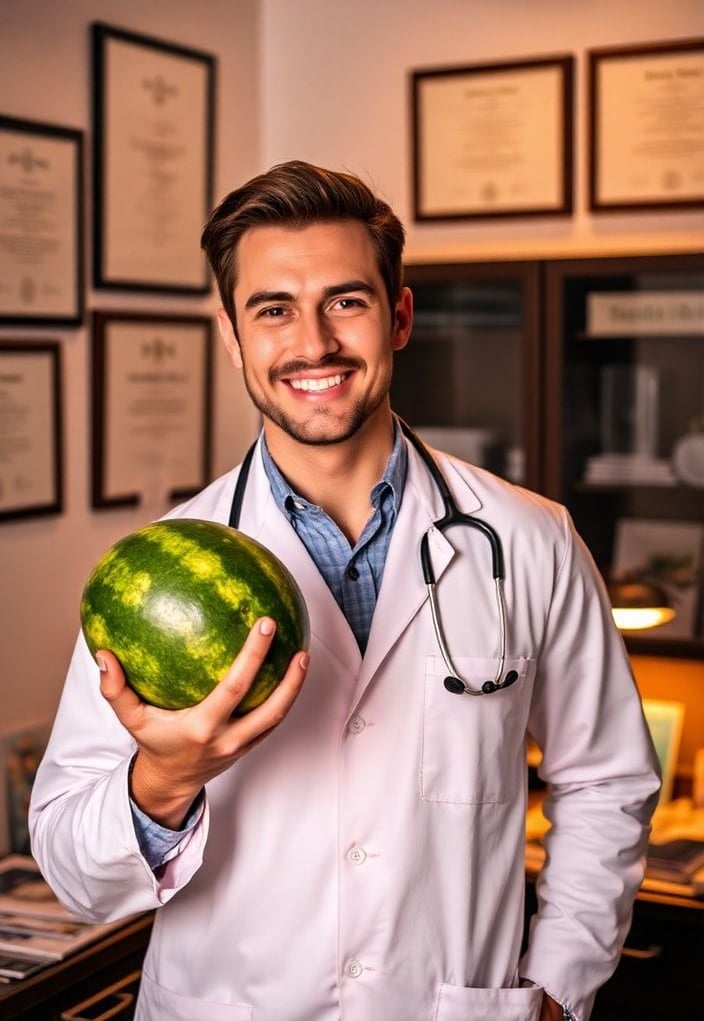 Doctor Holding Watermelon