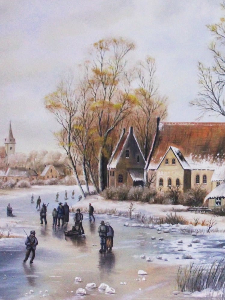 Sunday of yesteryear painted by Mireille Desroches, artist and teacher