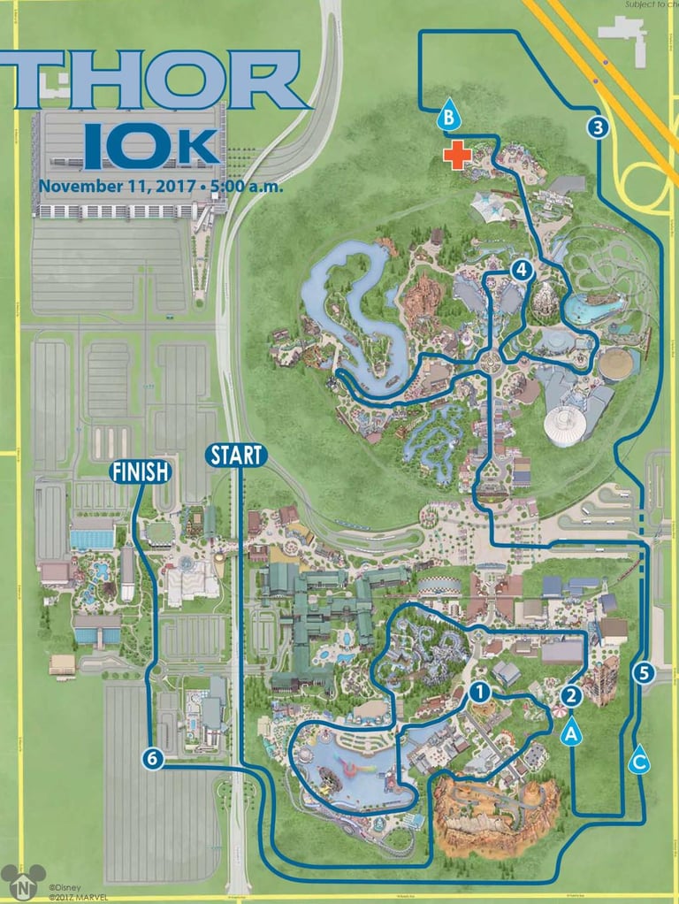 2017 runDisney Super Heroes Half Marathon Weekend Thor 10K Course Map