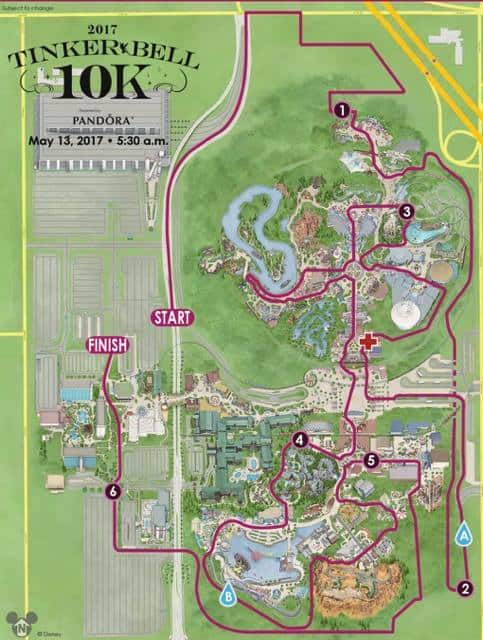 2017 runDisney Tinker Bell Half Marathon Weekend 10K Course Map