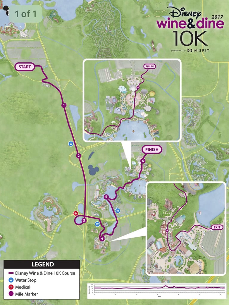 2017 runDisney Wine and Dine Half Marathon Weekend 10K Course Map