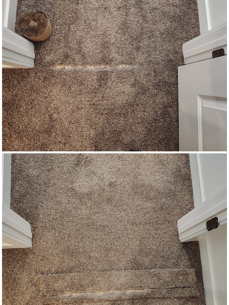 Carpet damage from a pet to this doorway was fixed to look new with experience in Provo, UT.